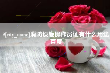 金湖消防设施操作员证有什么用途百度