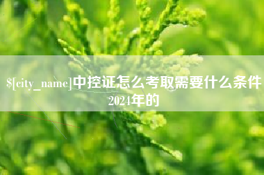 金湖中控证怎么考取需要什么条件2024年的